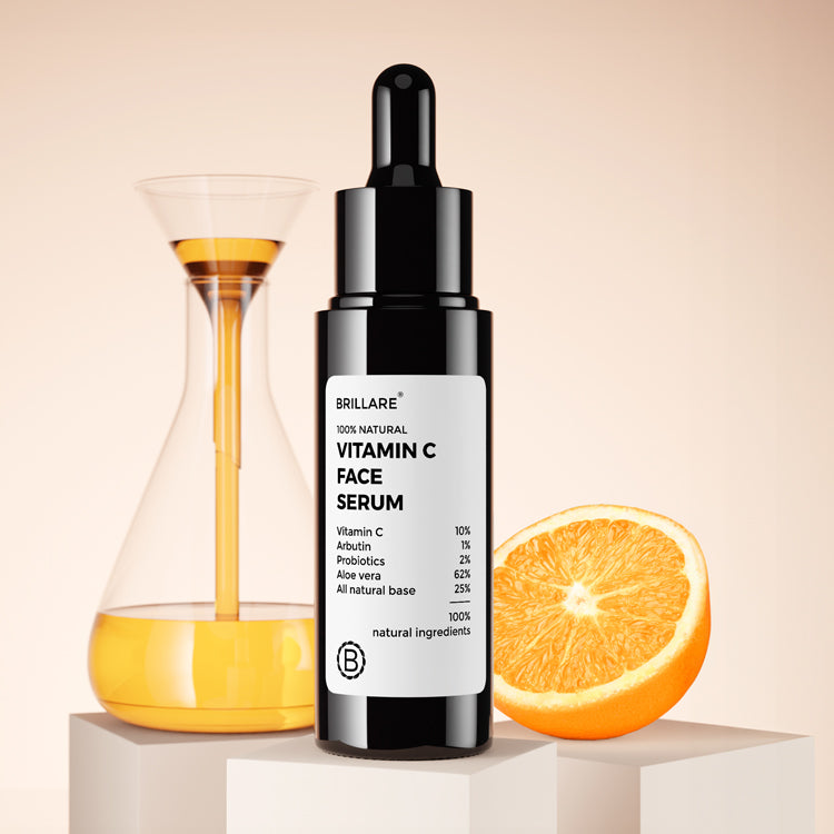 Front view of Brillare Vitamin C Face Serum and ingredient mentioned on the product label