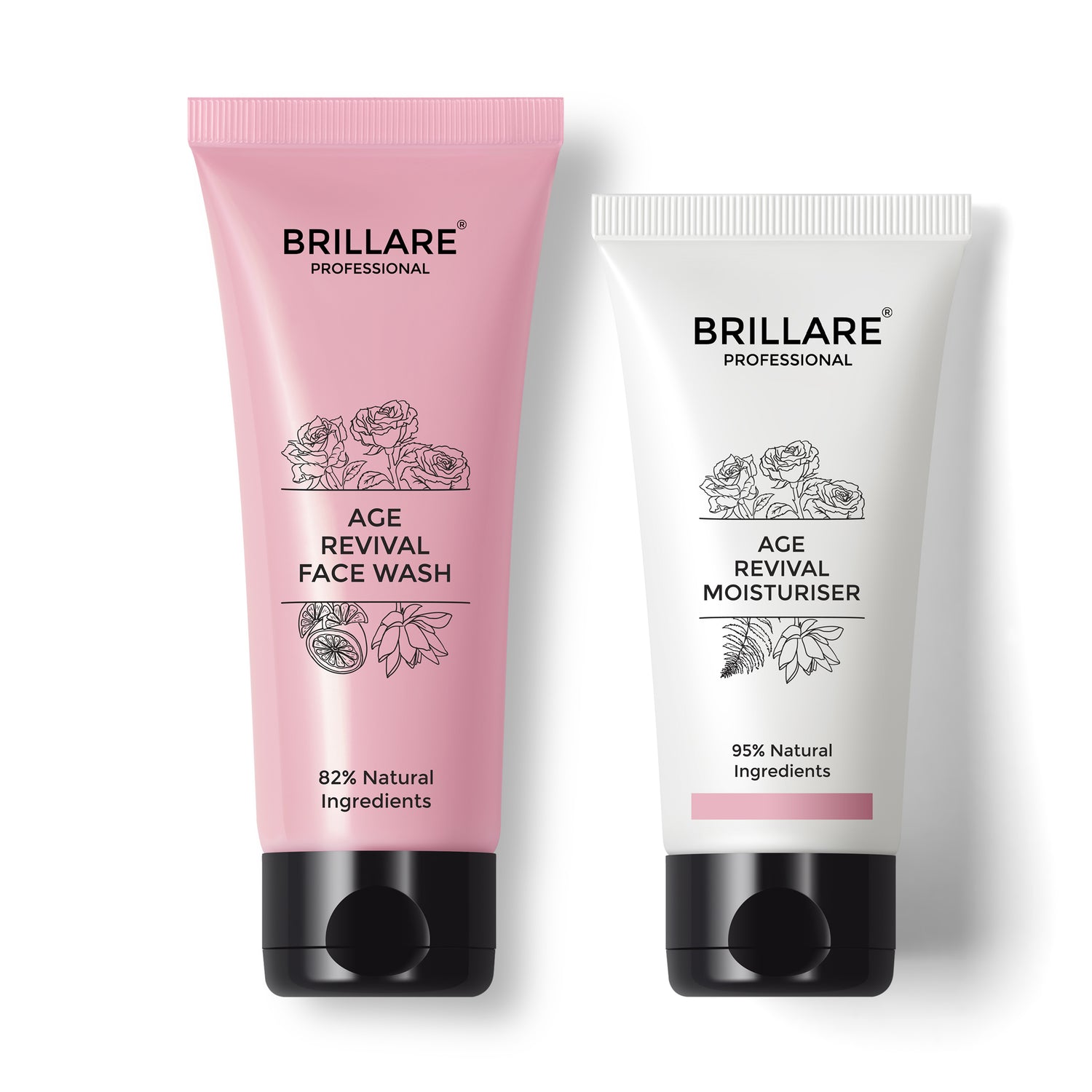 front view of Brillare Professional Age Revival Face Wash &amp; Moisturiser against white background.