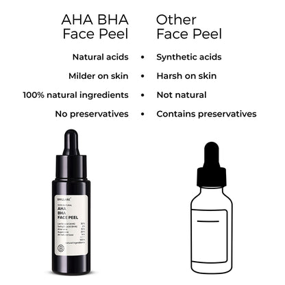 side by side comparison of Brillare AHA BHA Face Peel and other face peel.