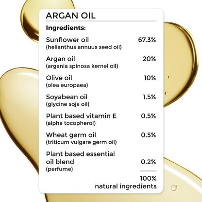 complete ingredient list of Brillare Argan Oil, 100% natural ingredients.