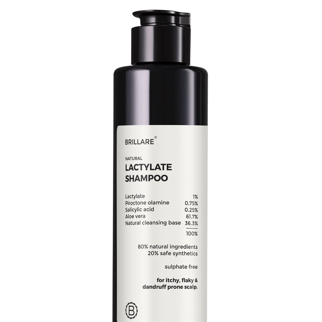 Brillare Lactylate Shampoo with ingredient list showing on the product label