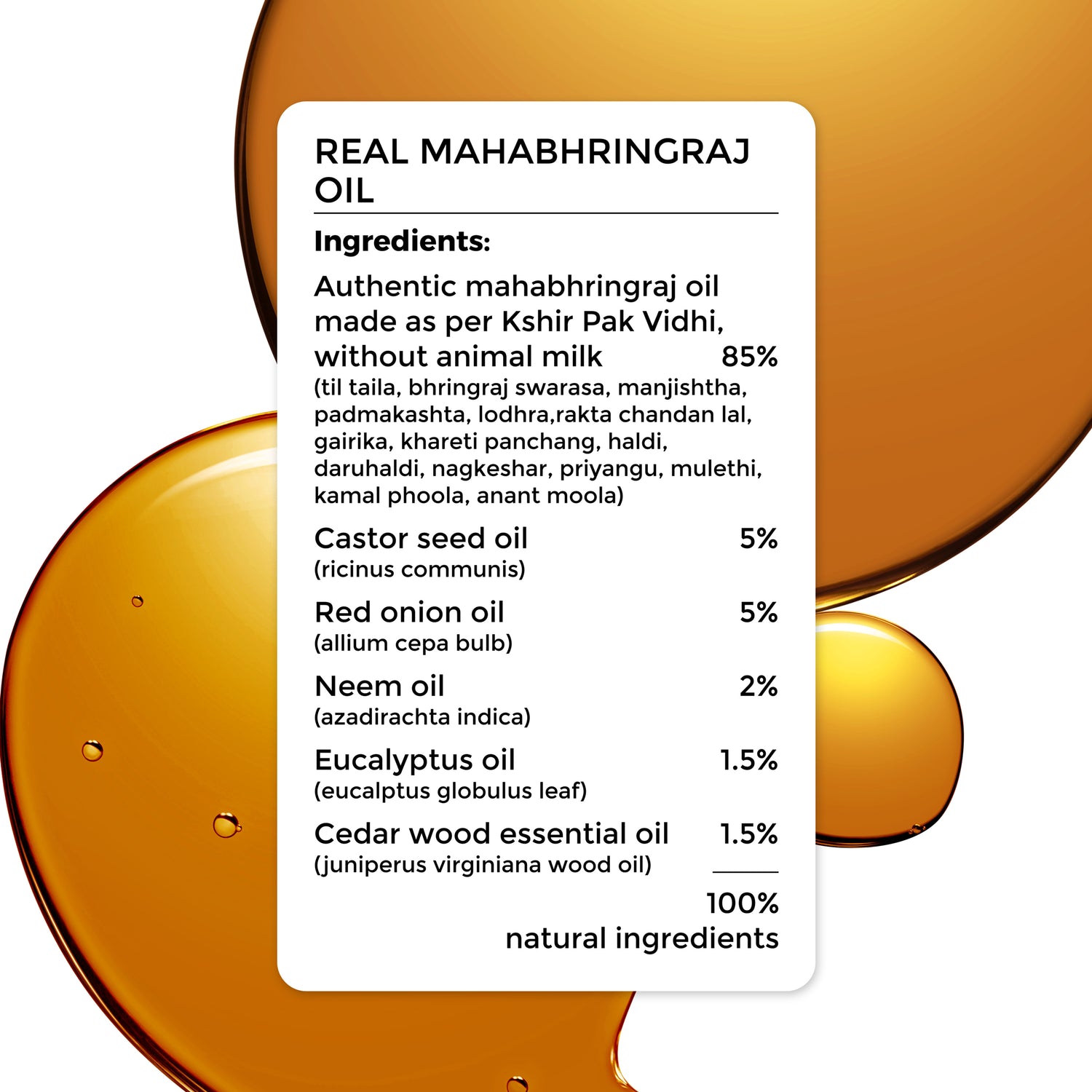 complete ingredient list of Brillare Mahabhringraj Oil 100% natural ingredients. 