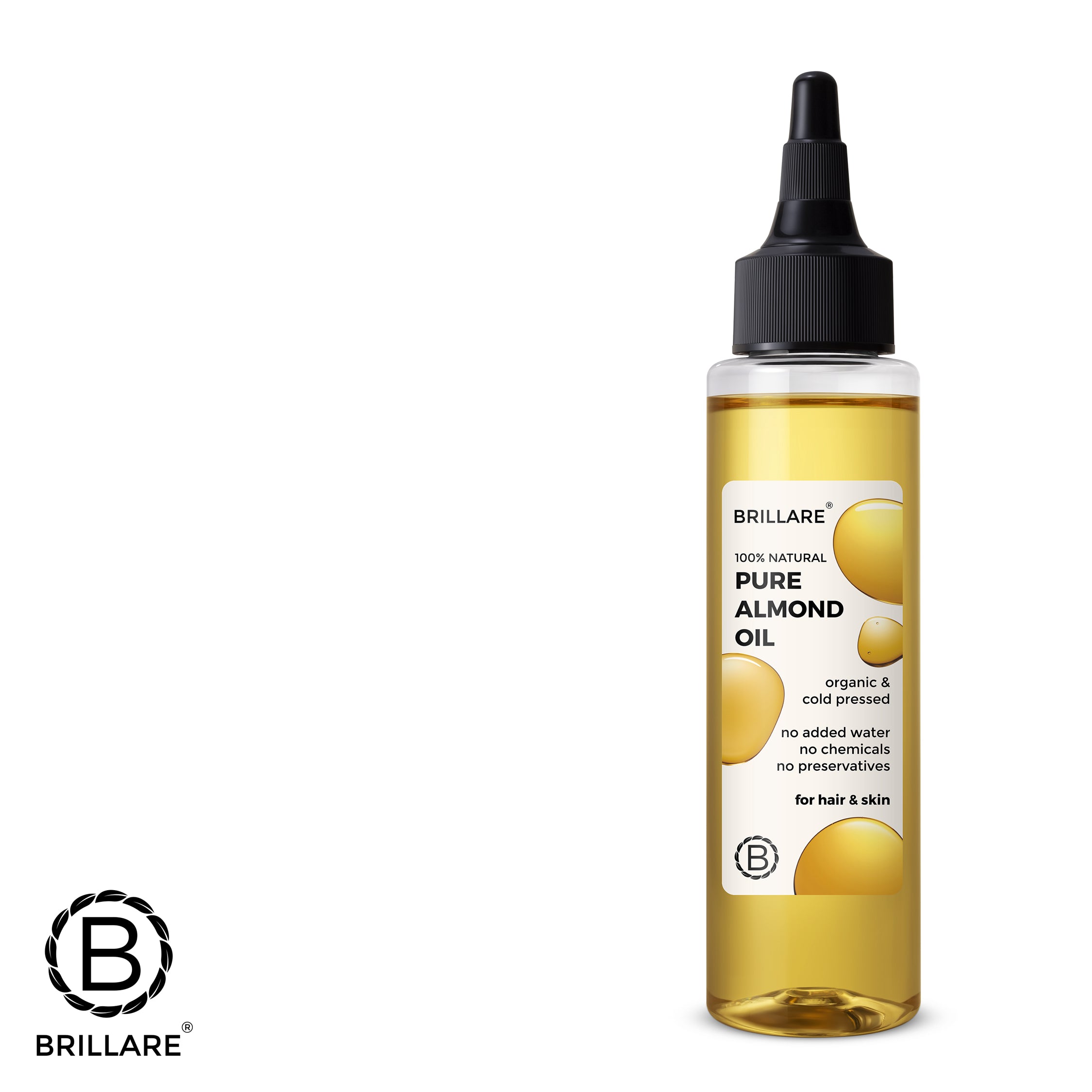 Brillare Pure Almond Oil with Brillare logo