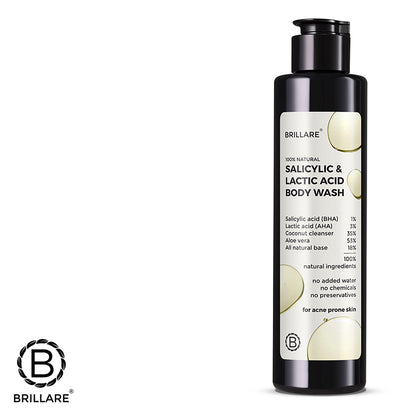 Brillare Salicylic &amp; Lactic Acid body wash with Brillare logo. 