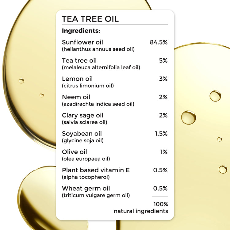 complete ingredient list of Brillare Tea Tree Oil 100% natural ingredients. 