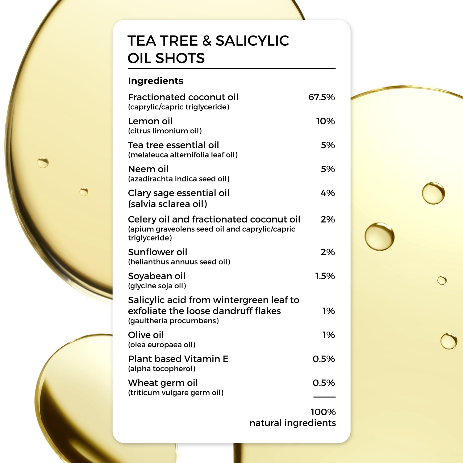 complete ingredient list of Brillare Tea Tree &amp; Salicylic Oil Shots. 100% natural ingredients.