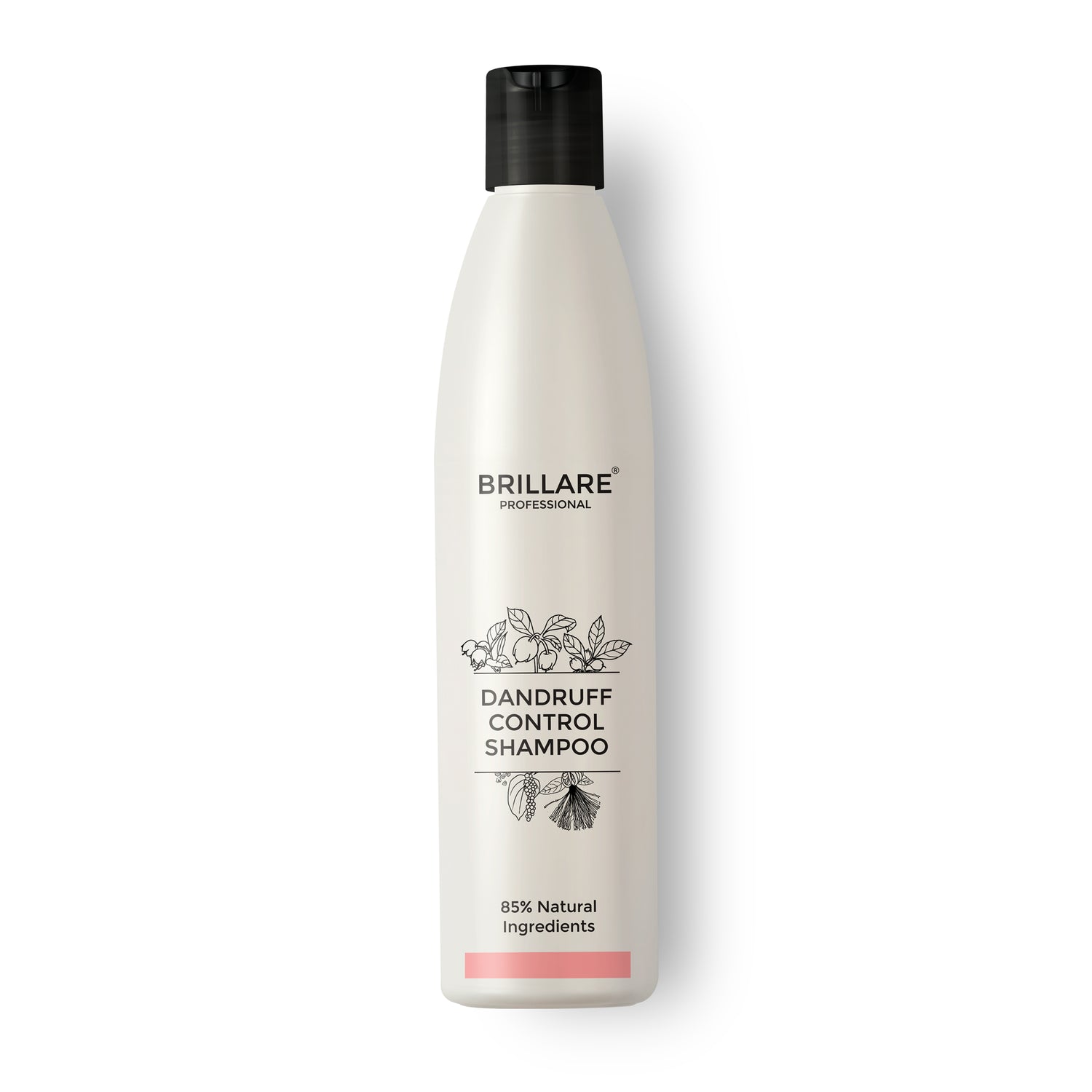 Brillare Dandruff Control Shampoo bottle with 85% natural ingredients.