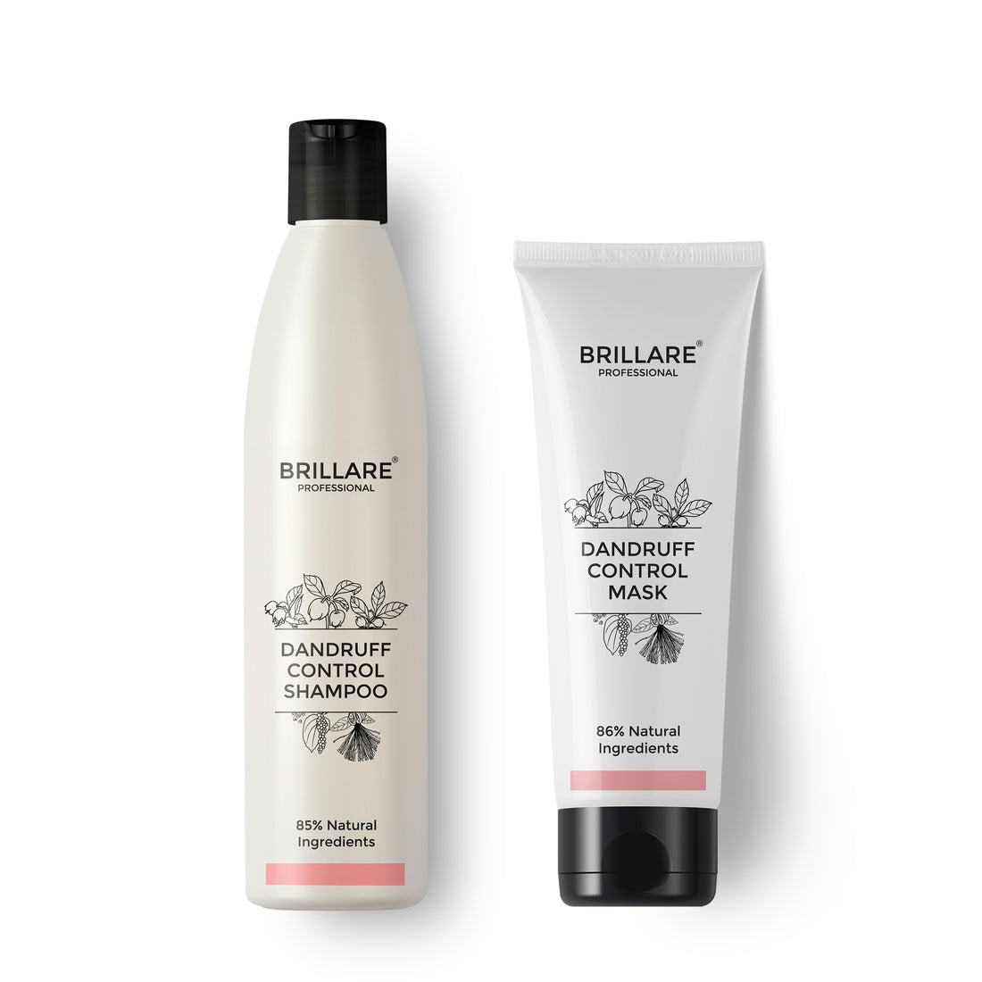 front view of Brillare Professional Dandruff Control Shampoo &amp; Conditioner against white background.