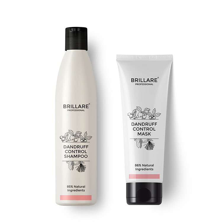 front view of Brillare Professional Dandruff Control Shampoo &amp; Conditioner against white background.