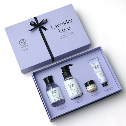 Brillare Lavender Love Gift Box with Lavender &amp; Coconut Body Wash, Body Lotion, Coconut Lip Balm and Hand Creme.