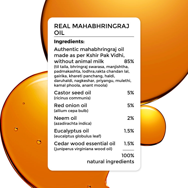 complete ingredient list of Brillare Mahabhringraj Oil 100% natural ingredients. 