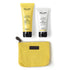 front view of Brillare Oil Away Face Wash, Brillare Oil Away Moisturiser and Yellow Pouch against white background. 