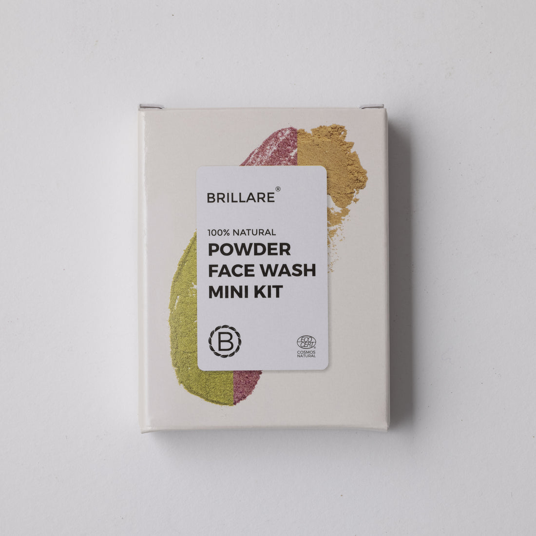 front view of Brillare Powder Face Wash Mini Kit against white background. 