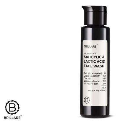 Brillare Salicylic &amp; Lactic Acid Face Wash bottle with Brillare logo.