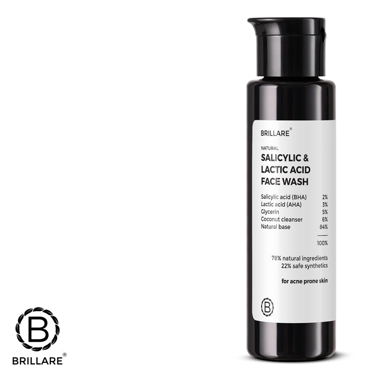 Brillare Salicylic &amp; Lactic Acid Face Wash bottle with Brillare logo.