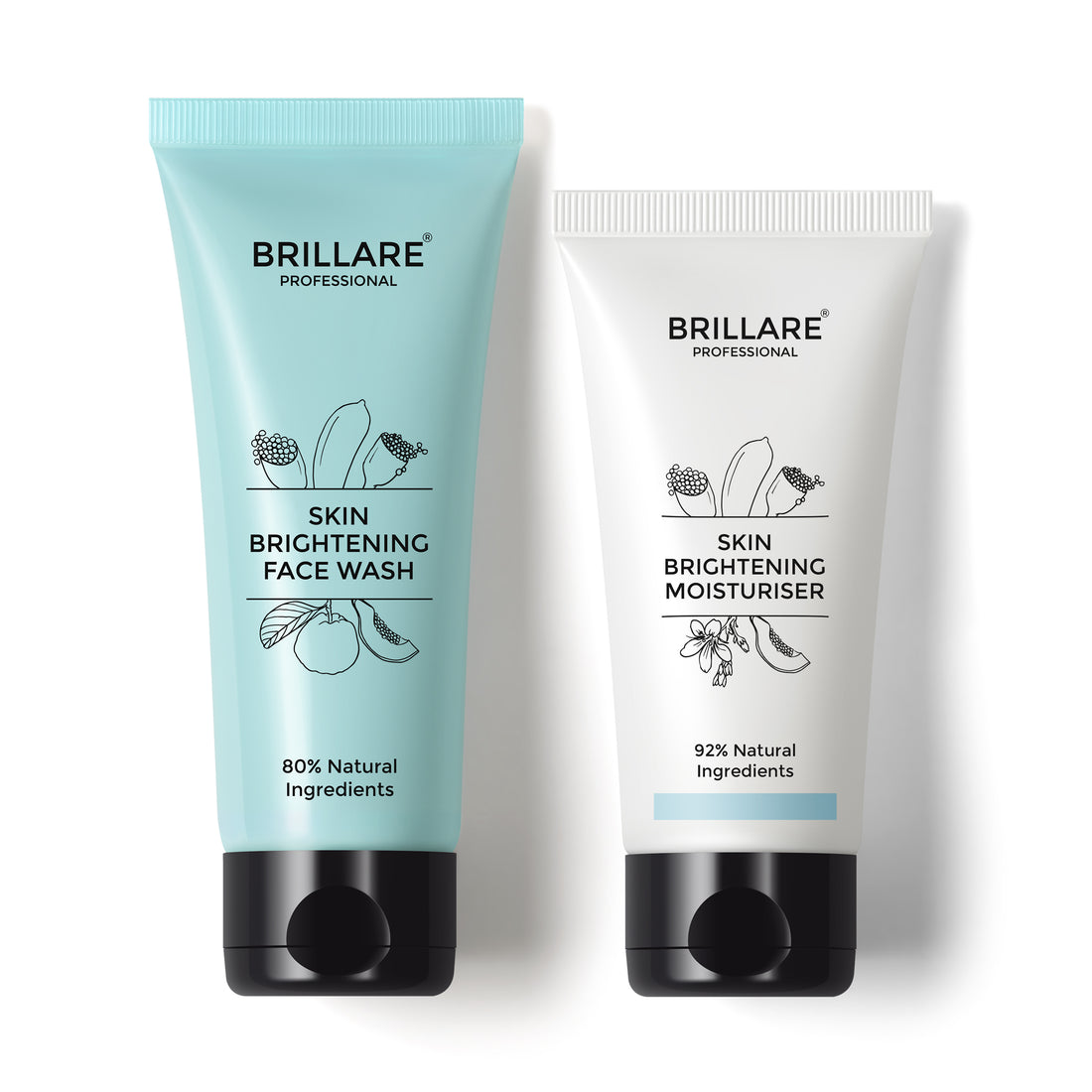 front view of Brillare Professional Skin Brightening Face Wash and Moisturiser. 